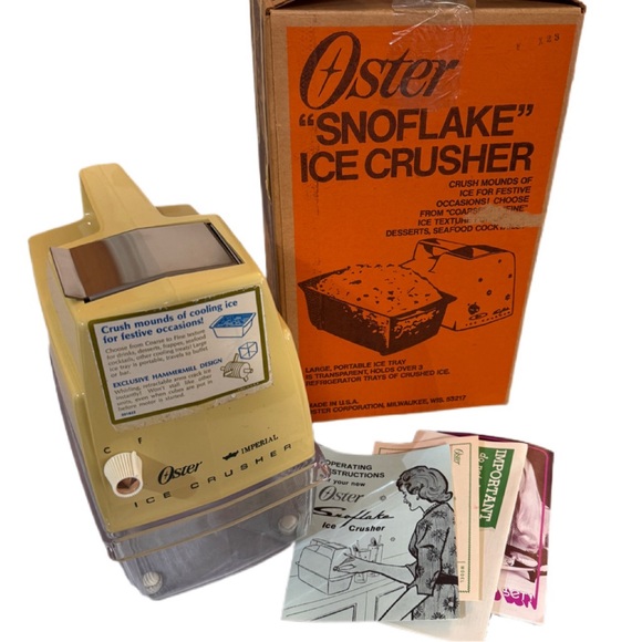 Oster Other - VTG Oster Snowflake Ice Crusher Model 552 Harvest Gold NEW IN BOX